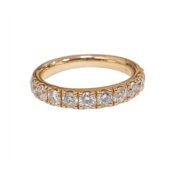 1.00ct VS/E-F Claw Set Natural Round Diamond Half Eternity Ring in 18k Rose Gold