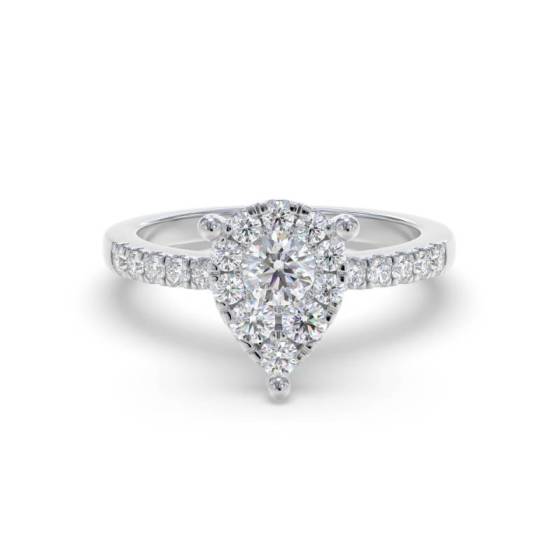 0.50ct VS/E-F Natural Pear Cut Diamond Cluster Ring in 18k White Gold