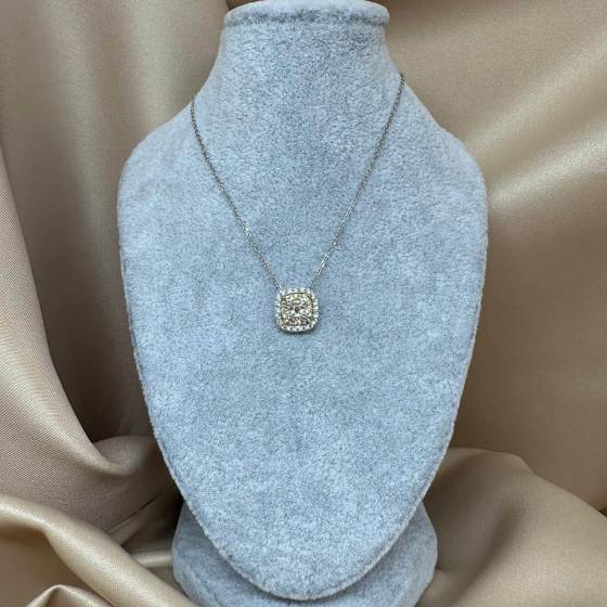 0.85ct VVS/F-G Round Cut Yellow Diamond Cluster Pendant