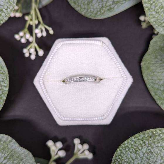 0.20ct VS/E-F Natural Princess Cut Diamond Half Channel Eternity Ring in 18k White Gold