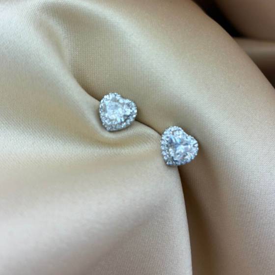1.26ct SI/F-G Natural Round Cut Diamond Halo Earrings in 18k White Gold