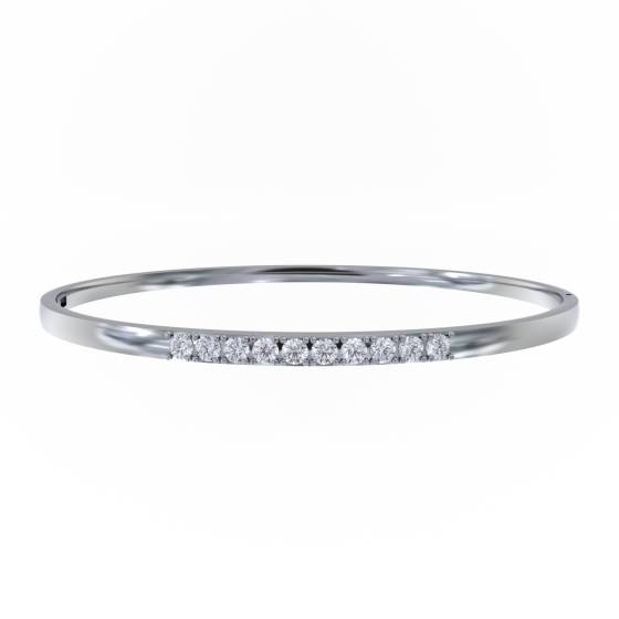 Oval Shaped Round Diamond Set Bangle
