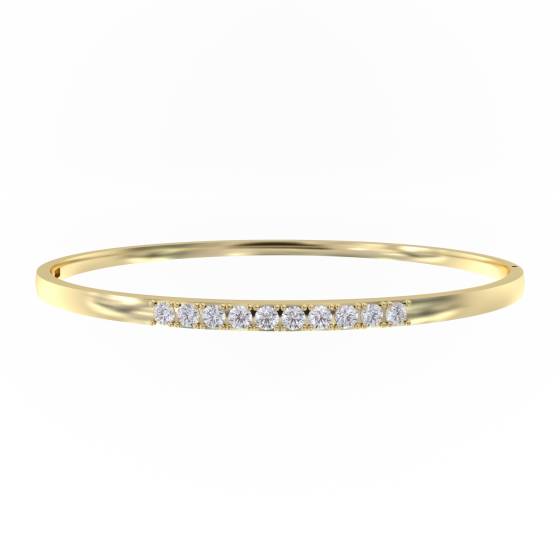 Oval Shaped Round Diamond Set Bangle