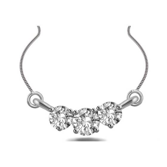 0.55ct SI2/G Natural Round Diamond Trilogy Necklace in 18k White Gold
