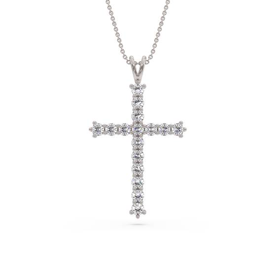 Traditional Round Diamond Cross Pendant