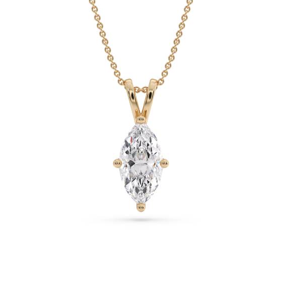 0.10ct VS/F-G Classic Natural Marquise Diamond Solitaire Pendant in 18k Yellow/White Gold