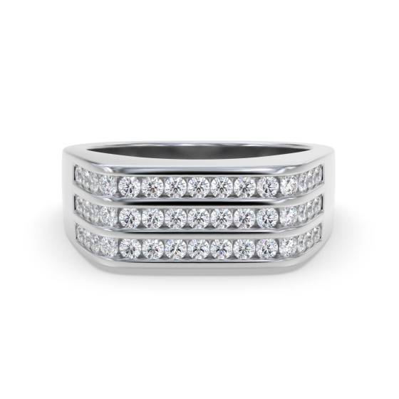 1.06ct VS/E-F Natural Round Diamond Mens Ring in 18k White Gold