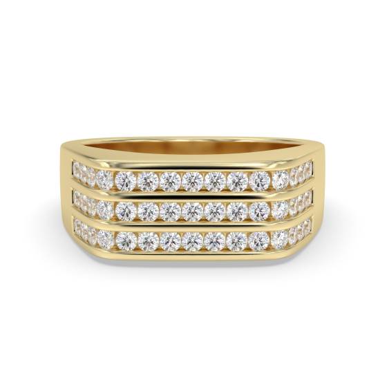 1.06ct VS/E-F Natural Round Diamond Mens Ring in 18k Yellow Gold