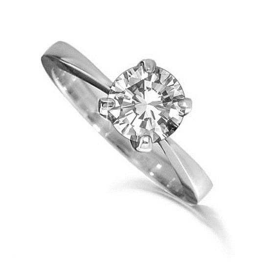 0.38ct SI2/G Natural Round Diamond Engagement Ring in 18k White Gold