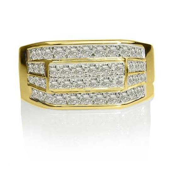 1.00ct VS/E-F Natural Round Diamond Mens Ring in 9k Yellow Gold
