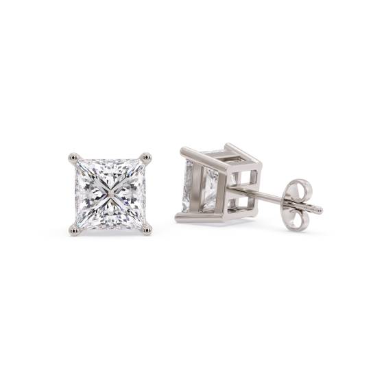 Traditional Princess Diamond Stud Earrings
