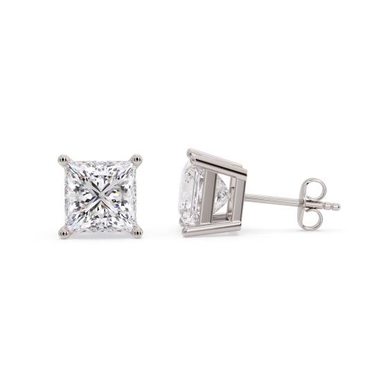 Traditional Princess Diamond Stud Earrings