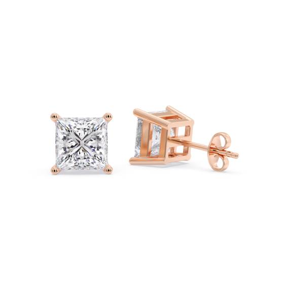 Traditional Princess Diamond Stud Earrings
