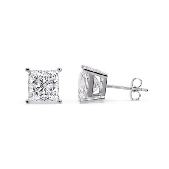 Traditional Princess Diamond Stud Earrings