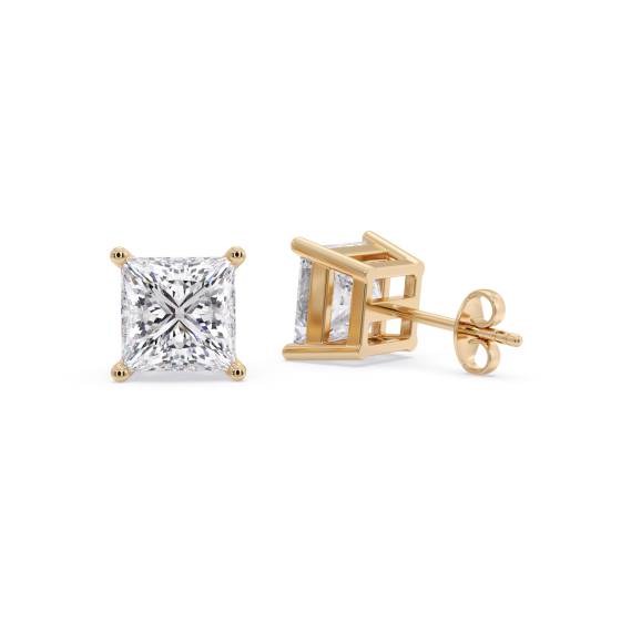 Traditional Princess Diamond Stud Earrings