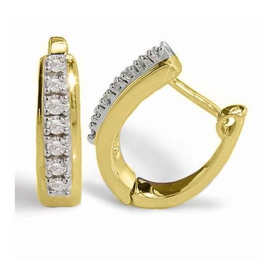 0.48ct SI/F-G Natural Round Diamond Hoop Earrings in 18k Yellow Gold