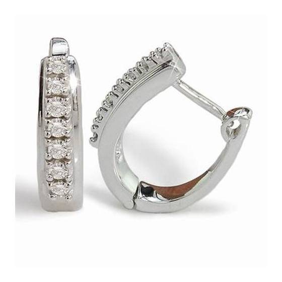 1.00ct SI/F-G Natural Single Line Diamond Hoop Earrings in 18k White Gold