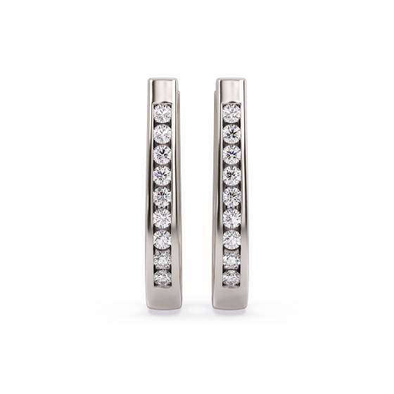 Modern Round Diamond Hoop Earrings