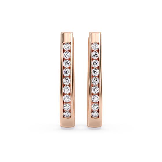 Modern Round Diamond Hoop Earrings