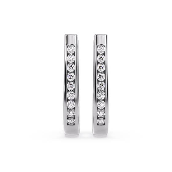 Modern Round Diamond Hoop Earrings