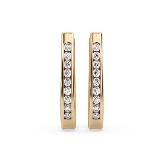 Modern Round Diamond Hoop Earrings