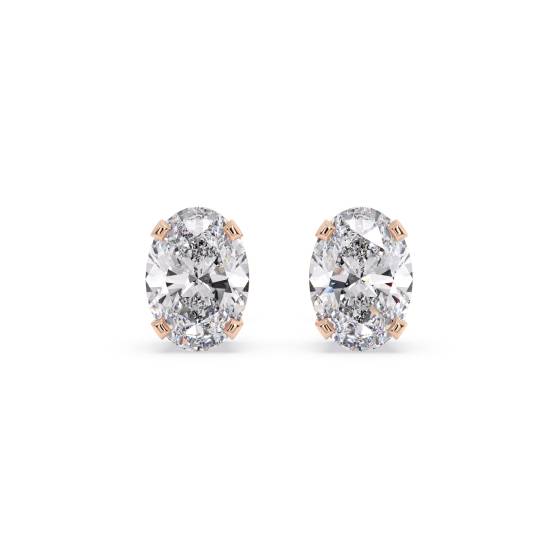 Classic Oval Diamond Stud Earrings
