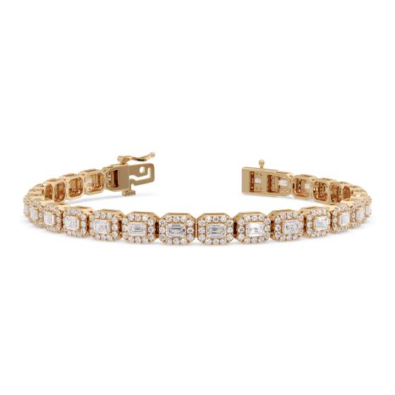 7ct Emerald Diamond Halo Designer Bracelet