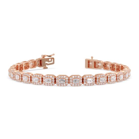7ct Emerald Diamond Halo Designer Bracelet