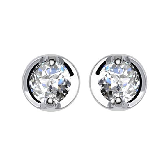 0.80ct VS/F-G Natural Round Diamond Designer Stud Earrings in 18k White Gold