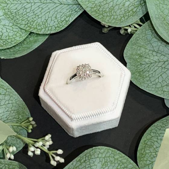 1.17ct VS2/H Natural Cushion Diamond Halo Ring in 18k White Gold