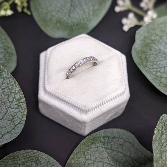 0.56ct VS/F-G Natural Round Diamond Eternity Ring in Platinum