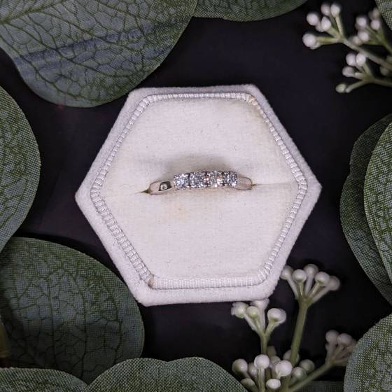 0.50ct SI/D-E Natural Round Diamond 4 Stone Ring in 18k White Gold