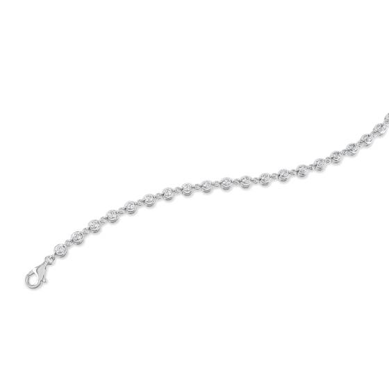 1.66ct VS/F-G Natural Round Diamond Single Row Alernating Bracelet in 18k White Gold