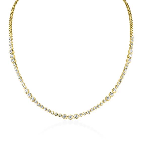 3.00ct VVS/E-F Natural Round Diamond Necklace in 18k Yellow Gold