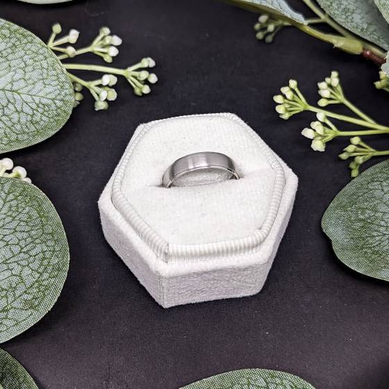 5MM Wedding Band With Finish, Palladium, Size N1/2 in Palladium