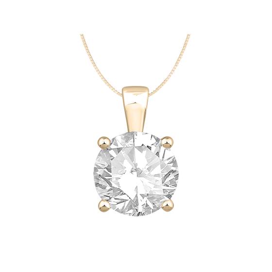 2.00ct VVS/D-E Lab Grown Round cut Diamond Solitaire Pendant in 9k Yellow Gold