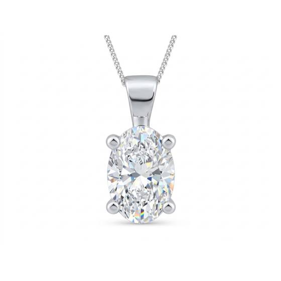 1.00ct VVS1/D-E Oval Cut Labgrown Four Claw Solitaire Pendant
