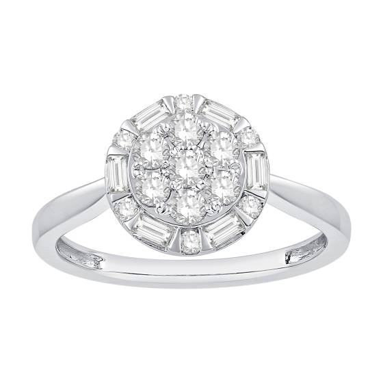 0.50ct VS/E-F Natural Round Diamond Dress Ring in 18k White Gold