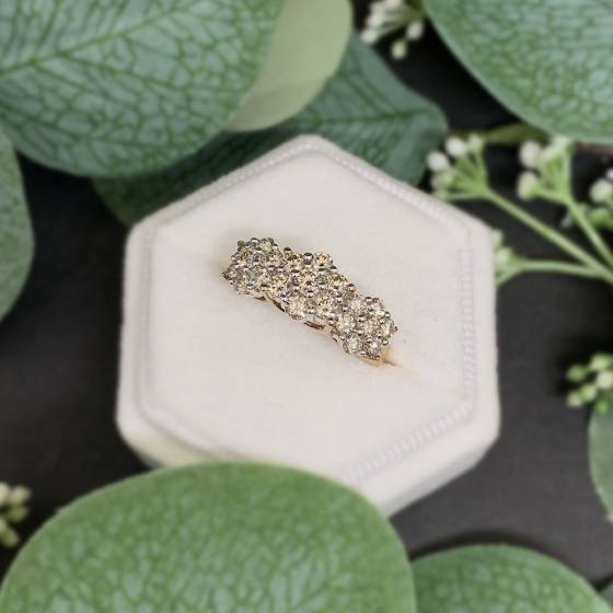 1.52ct VS/F-G Natural Diamond Trilogy Ring in 9k Yellow Gold