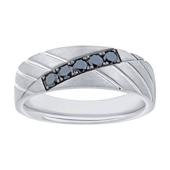 0.30ct Mens Black Diamond Bezel Set Eternity Ring