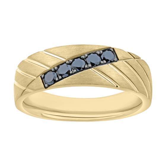 0.30ct Mens Black Diamond Bezel Set Eternity Ring