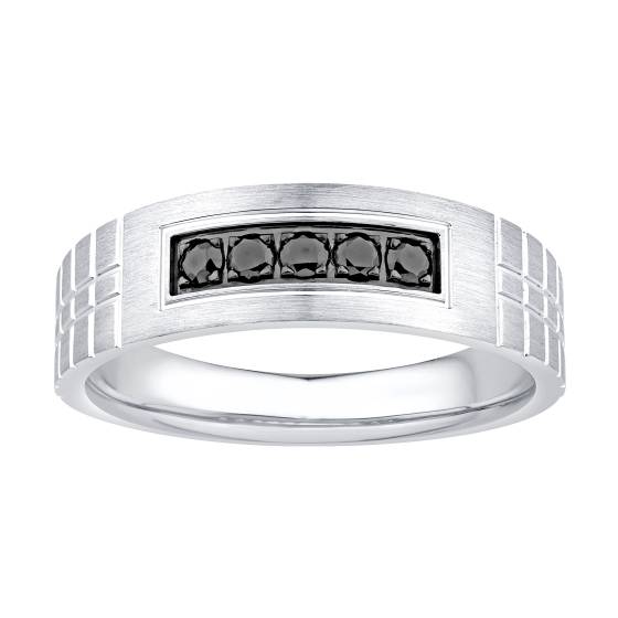 0.20ct Mens Black Diamond Bezel Set Eternity Ring