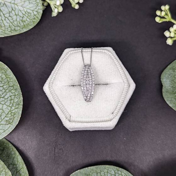 0.72ct VS/F-G Natural Round Diamond Designer Pendant in 18k White Gold
