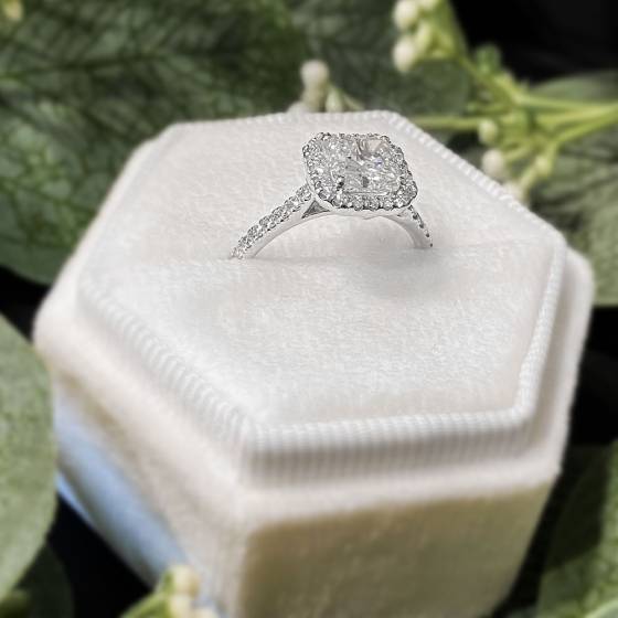 1.88ct SI2/H Natural Diamond Halo Engagement Ring in Platinum