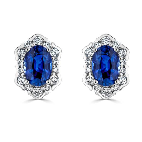 0.90ct Blue Sapphire Vintage Stud Earrings