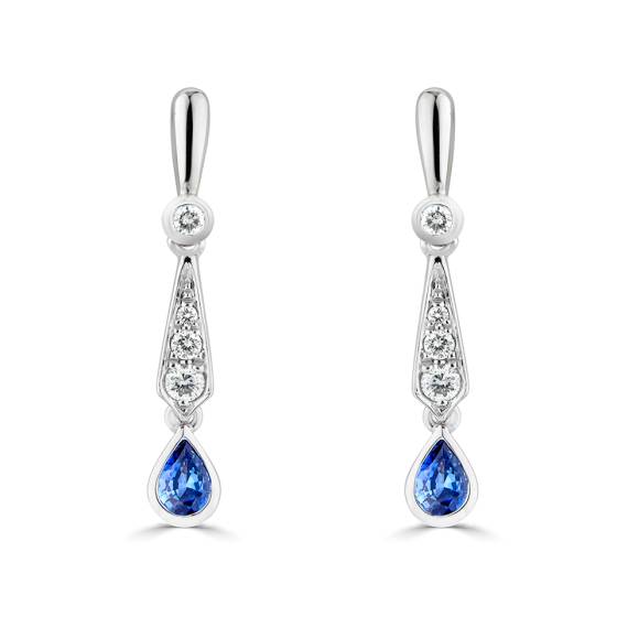 0.65ct Blue Sapphire Kite Drop Earrings