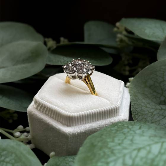 3.03ct VS/IJ Natural Round Diamond Cluster Ring in 18k Yellow/White Gold
