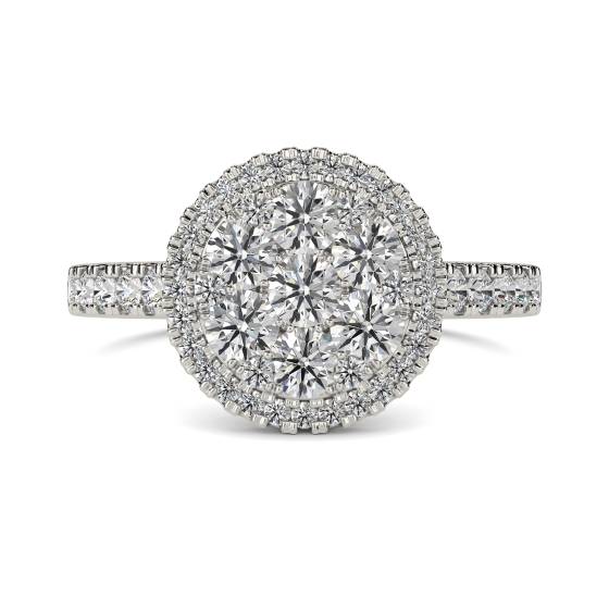 Elegant Round Diamond Halo Cluster Ring