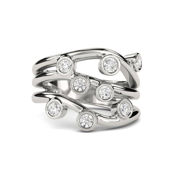 3 Round Diamond Bezel Set Stacking Designer Dress Rings