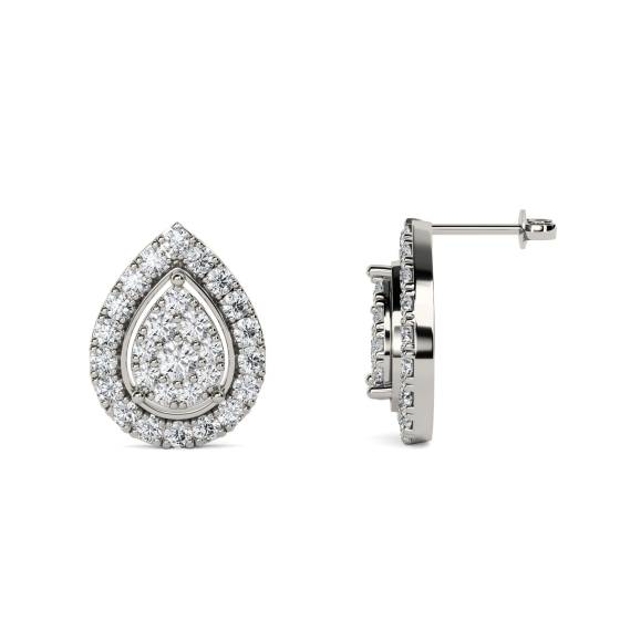Classic Round Diamond Cluster Earrings